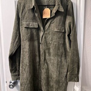 Olive Green Button-Up Shirt dress